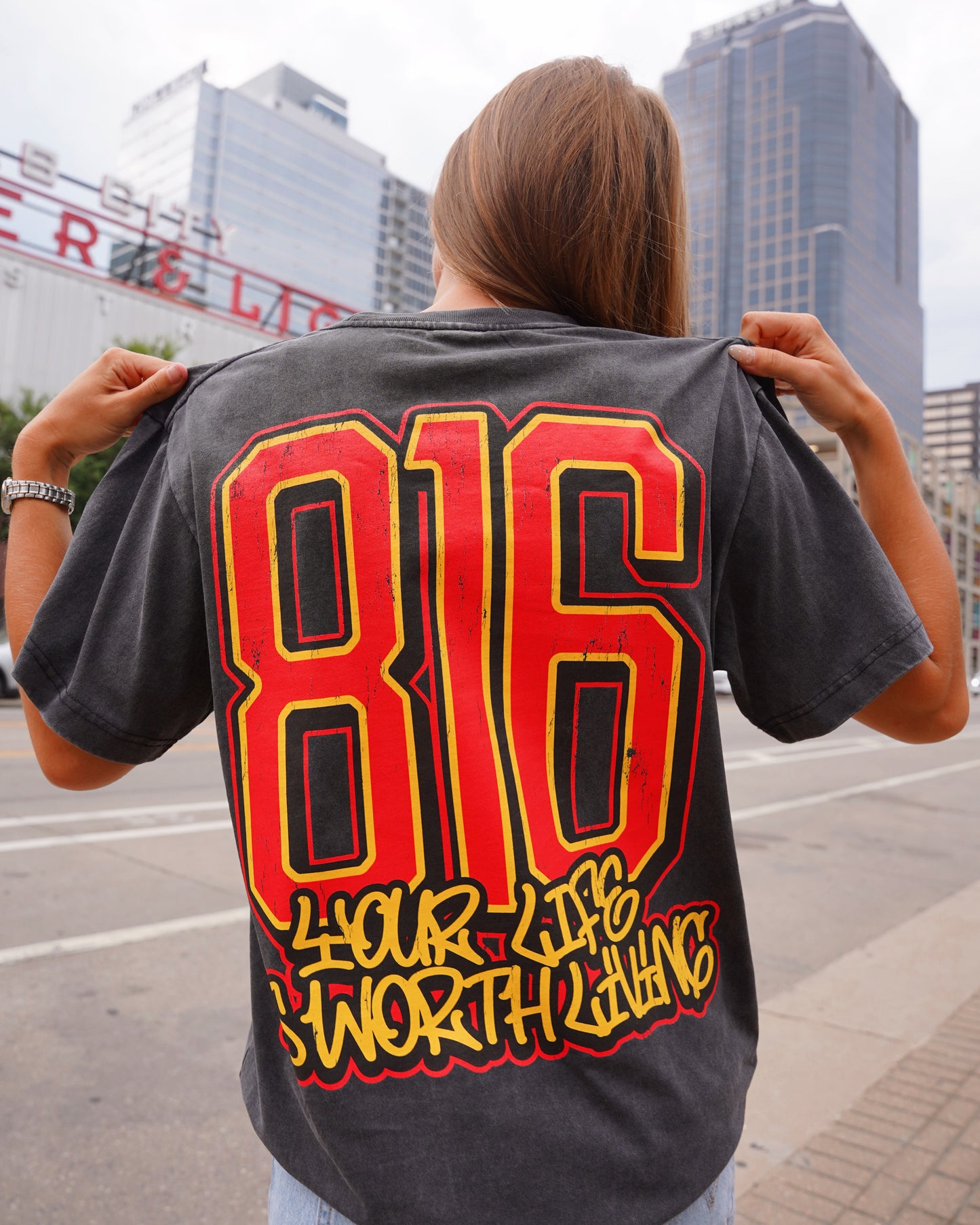 Vintage Black + Red "816 DAY" Your Life Is Worth Living T-Shirt
