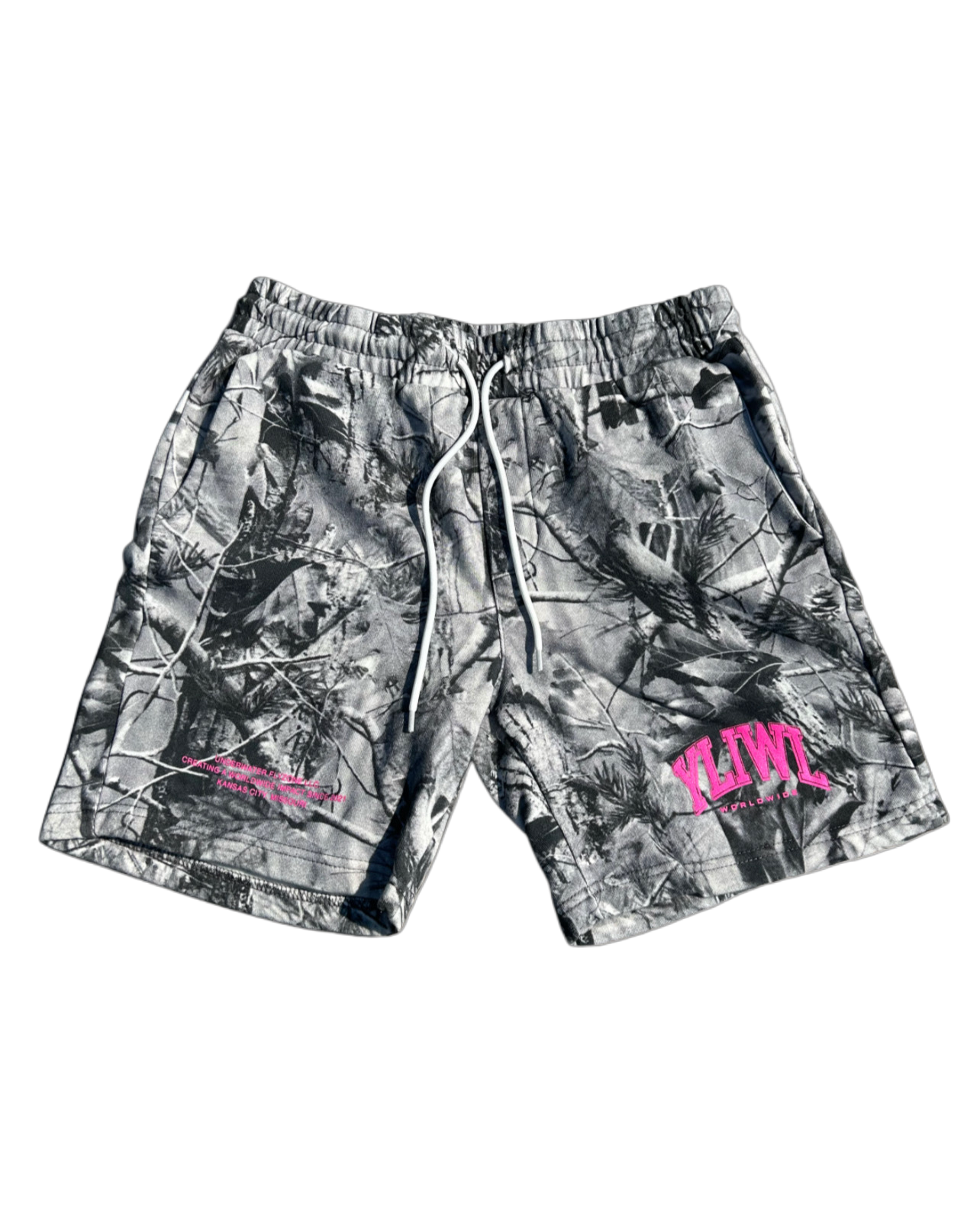 Pink B&W Camo "YOUR LIFE IS WORTH LIVING" Shorts (Limited - 100% Cotton)