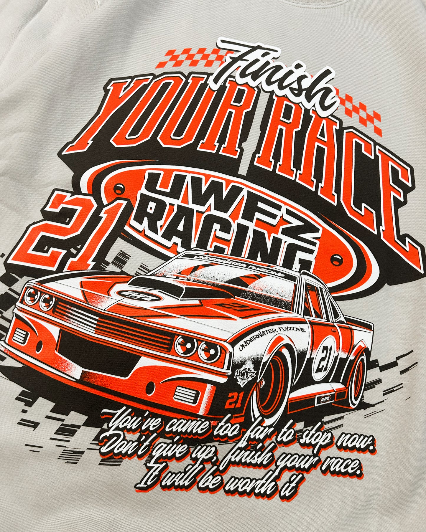 "FINISH YOUR RACE" Limited Crewneck - Cream + Orange!