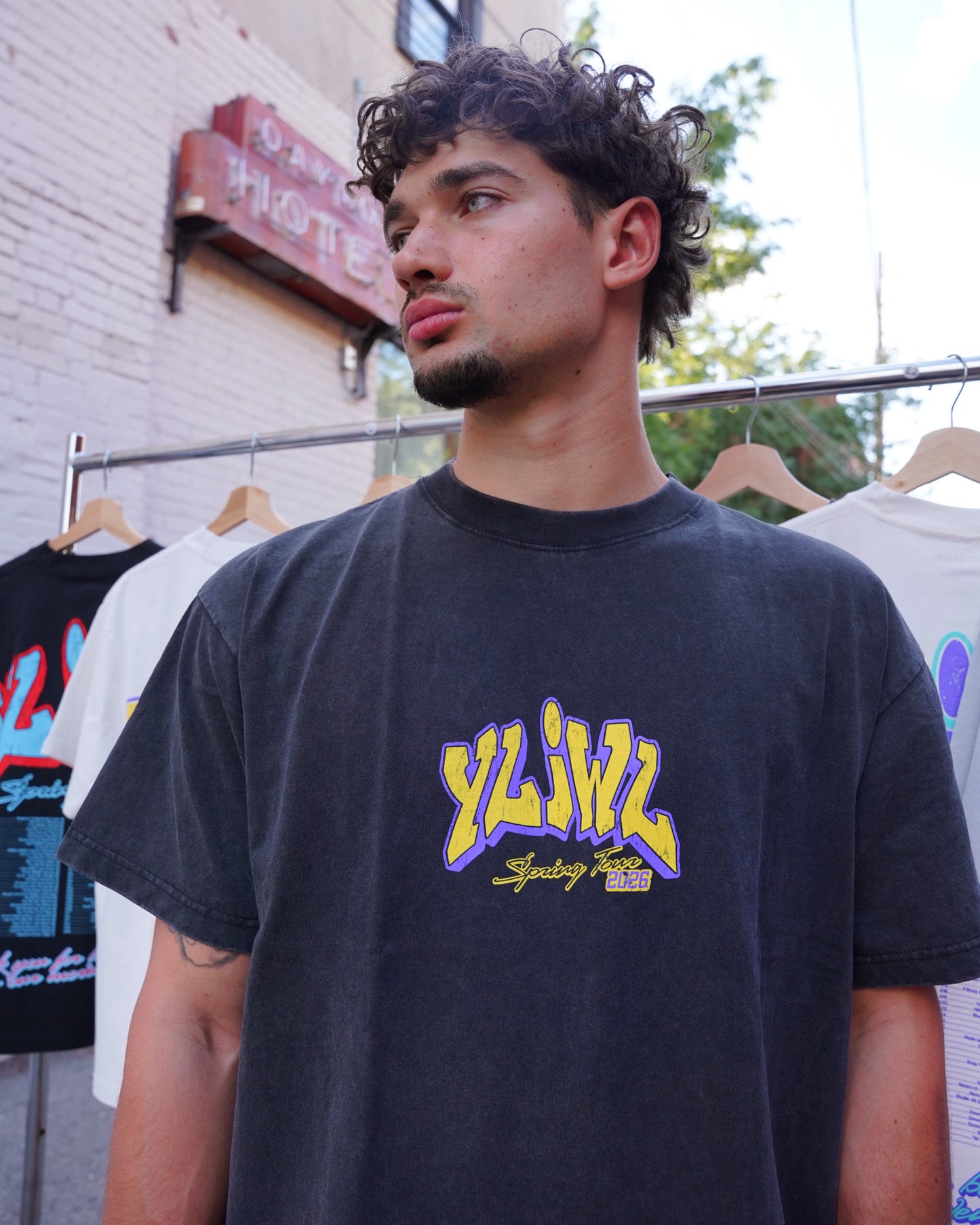 Purple + Gold on Vintage Black YLIWL "Spring Tour 2026" T-Shirt