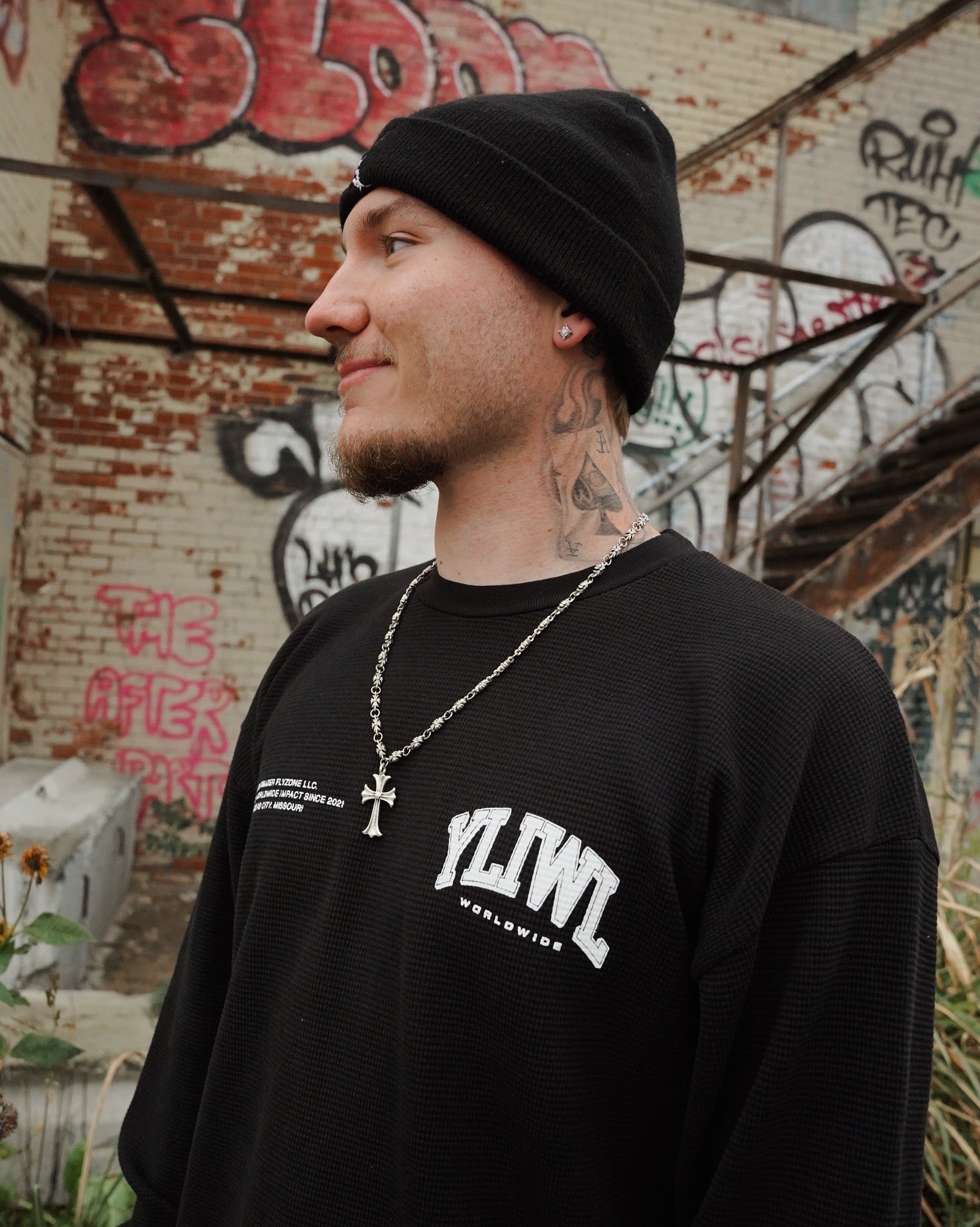 Black + White "YOUR LIFE IS WORTH LIVING" Thermal Long Sleeve (LIMITED)