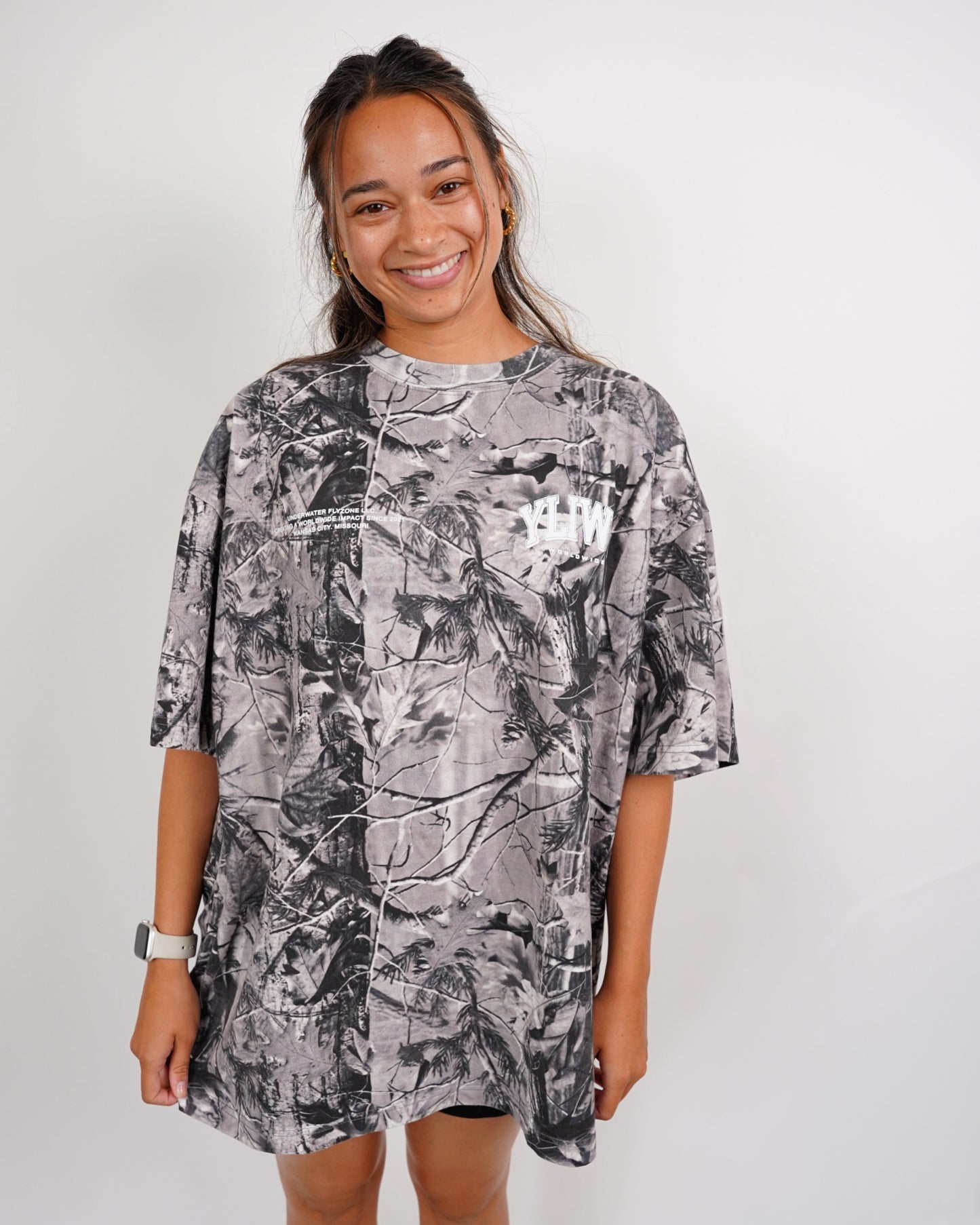 White + B&W Camo "Your Life is Worth Living" Heavy Weight T-Shirt