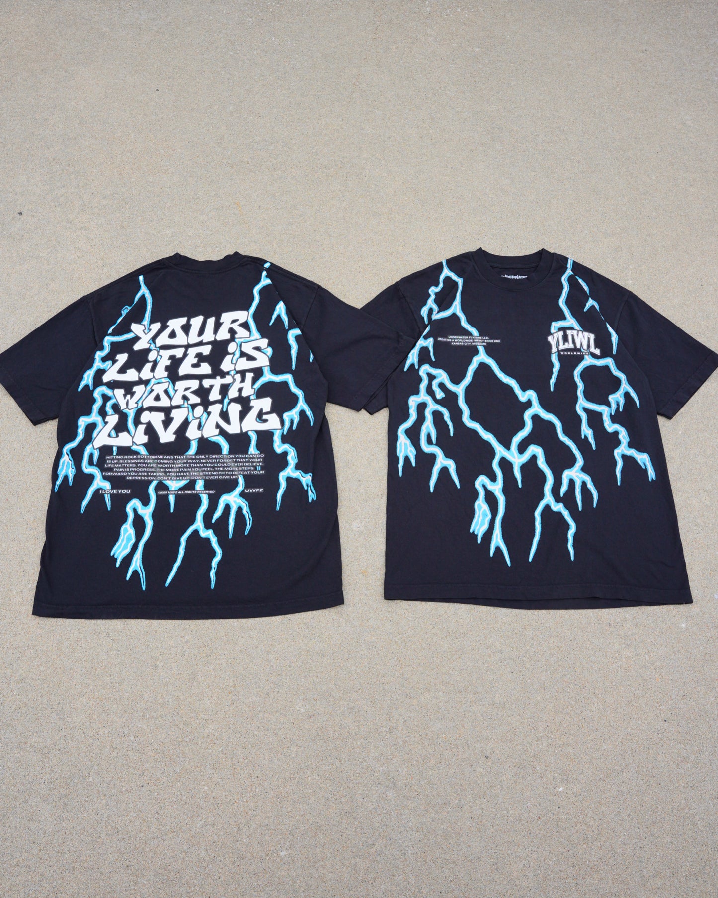 Lightning "YOUR LIFE IS WORTH LIVING" Heavy Weight T-shirt