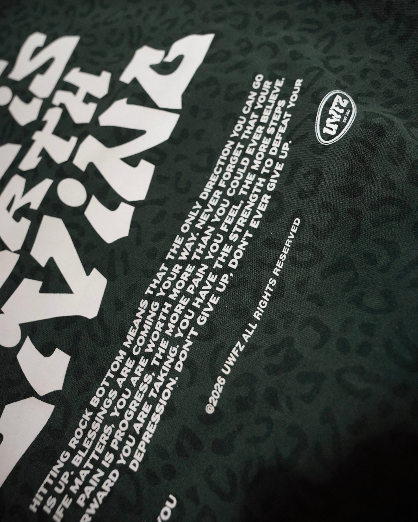 Vintage Black Cheetah + Pastel Pink Print "YOUR LIFE IS WORTH LIVING" Hoodie (100% Cotton)