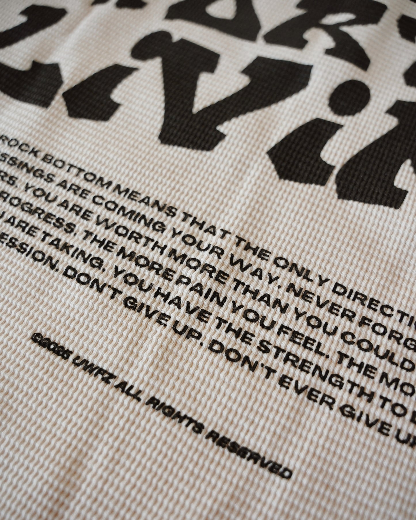 Cream + Black "YOUR LIFE IS WORTH LIVING" Thermal Long Sleeve (LIMITED)