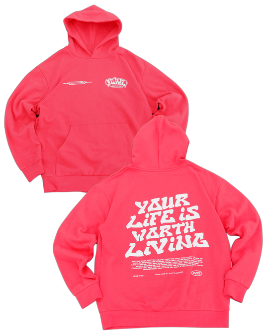 Watermelon "YOUR LIFE IS WORTH LIVING" Hoodie (Mid-Light Weight Hoodie)