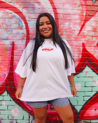 White + Red "YOUNG PEOPLE LOVE JESUS" Oversized Boxy T-Shirt