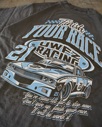 Vintage Black + Powder Blue “FINISH YOUR RACE" T-Shirt