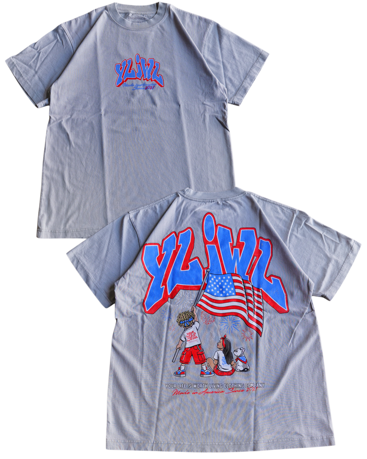 Vintage Grey "MADE IN AMERICA" YLWIL T-Shirt