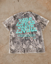 B&W Camo + Teal "Your Life is Worth Living" T-Shirt