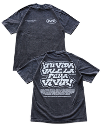 Black Mineral Washed "TU VIDA VALE LA PENA VIVIR" Heavy Weight T-Shirt