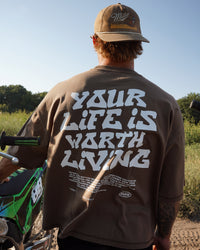 Vintage Brown + White "Drop Crop" T-Shirt