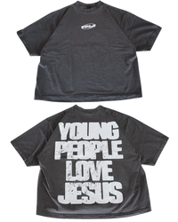 Vintage Black + White "YOUNG PEOPLE LOVE JESUS" Oversized T-Shirt