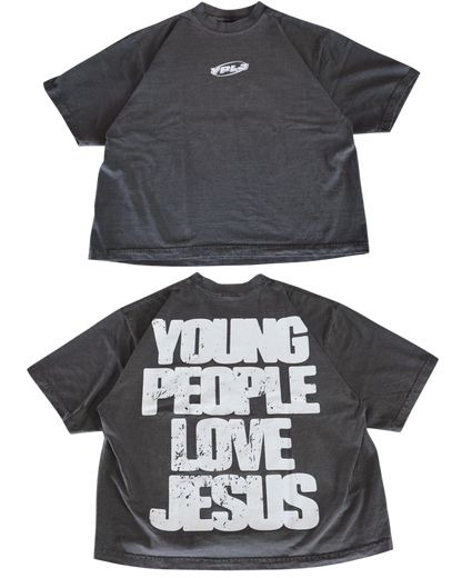 Vintage Black + White "YOUNG PEOPLE LOVE JESUS" Oversized T-Shirt
