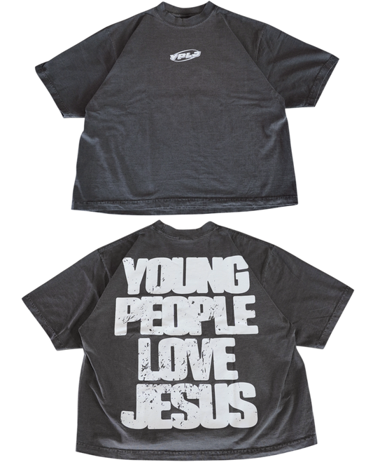Vintage Black + White "YOUNG PEOPLE LOVE JESUS" Oversized T-Shirt