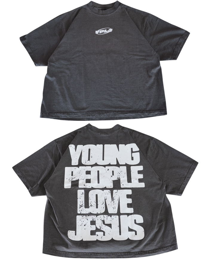 Vintage Black + White "YOUNG PEOPLE LOVE JESUS" Oversized T-Shirt
