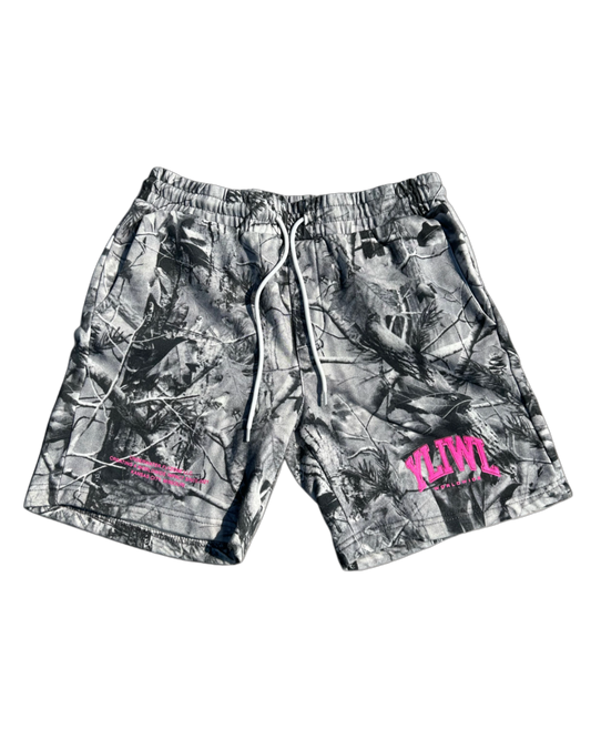 Pink B&W Camo "YOUR LIFE IS WORTH LIVING" Shorts (Limited - 100% Cotton)