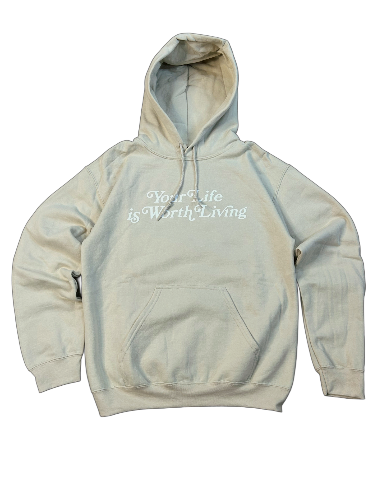 Sand "YOUR LIFE IS WORTH LIVING" Lightweight Hoodie