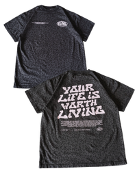 Vintage Black Cheetah + Pastel Pink Print "Your Life is Worth Living" Heavy Weight T-Shirt