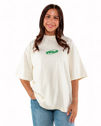 Cream + Green "YOUNG PEOPLE LOVE JESUS" Oversized T-Shirt
