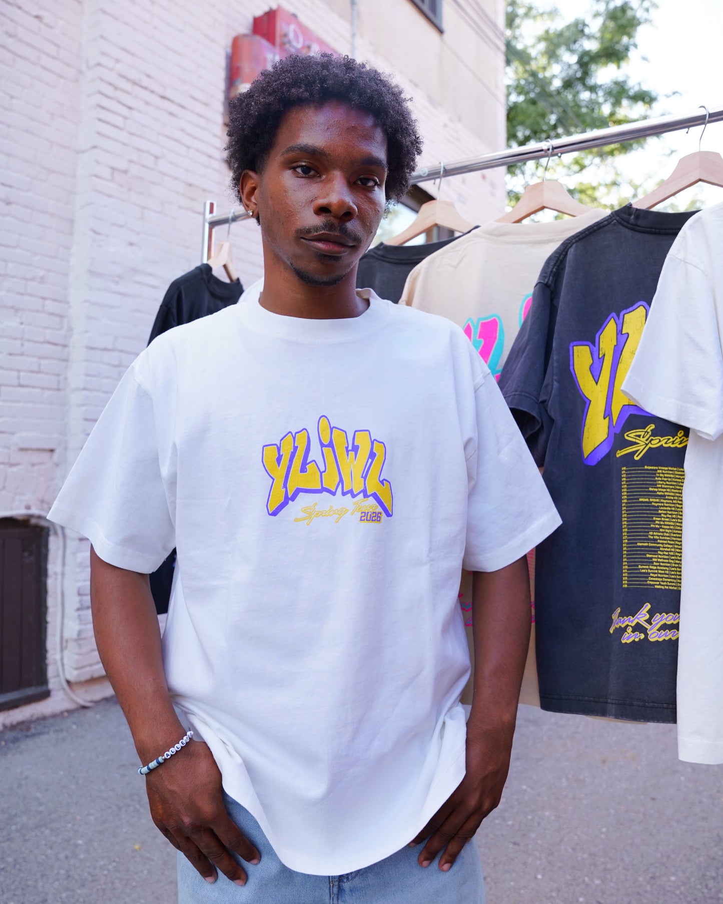 Purple + Gold on White YLIWL "Spring Tour 2026" T-Shirt