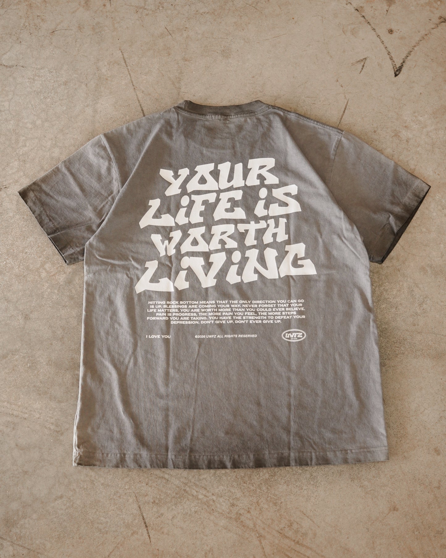 Black Oil Wash "Your Life is Worth Living" T-Shirt