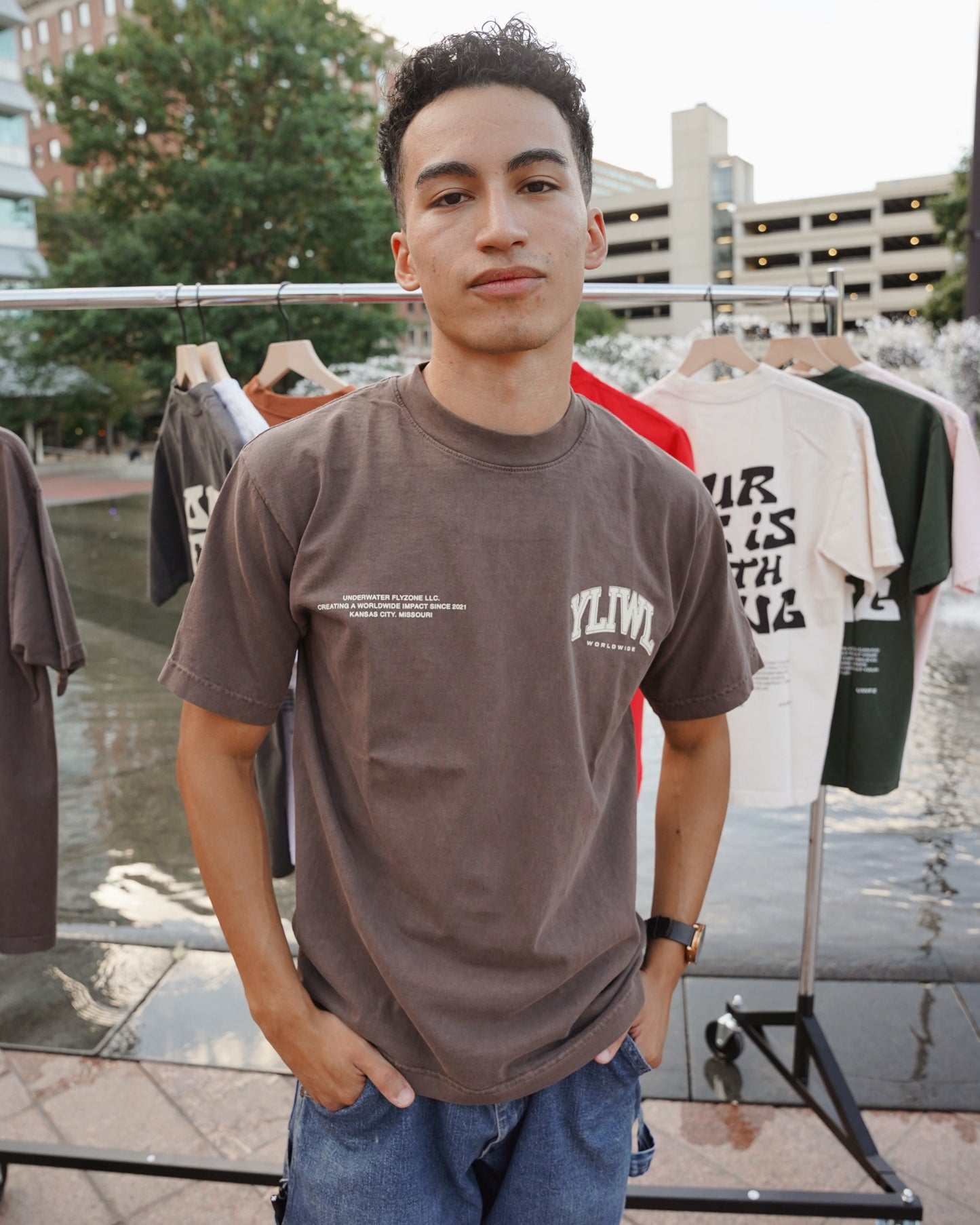 Vintage Brown + Cream "YOUR LIFE IS WORTH LIVING" Heavy Weight T-Shirt