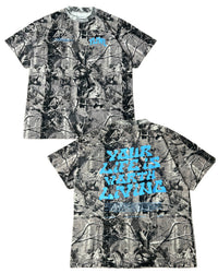 Blue + B&W Camo "Your Life is Worth Living" Heavy Weight T-Shirt