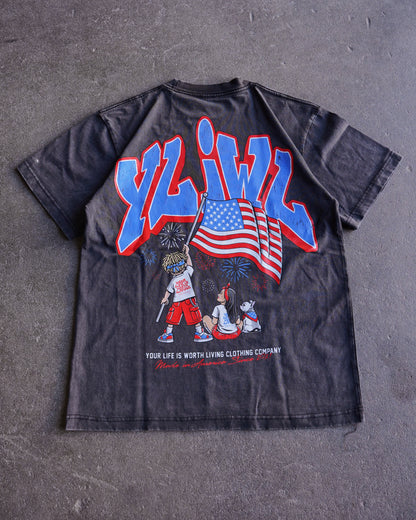 Vintage Black "MADE IN AMERICA" YLWIL T-Shirt