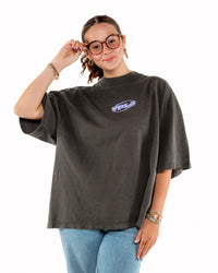 Vintage Black + Lavender "YOUNG PEOPLE LOVE JESUS" Oversized T-Shirt