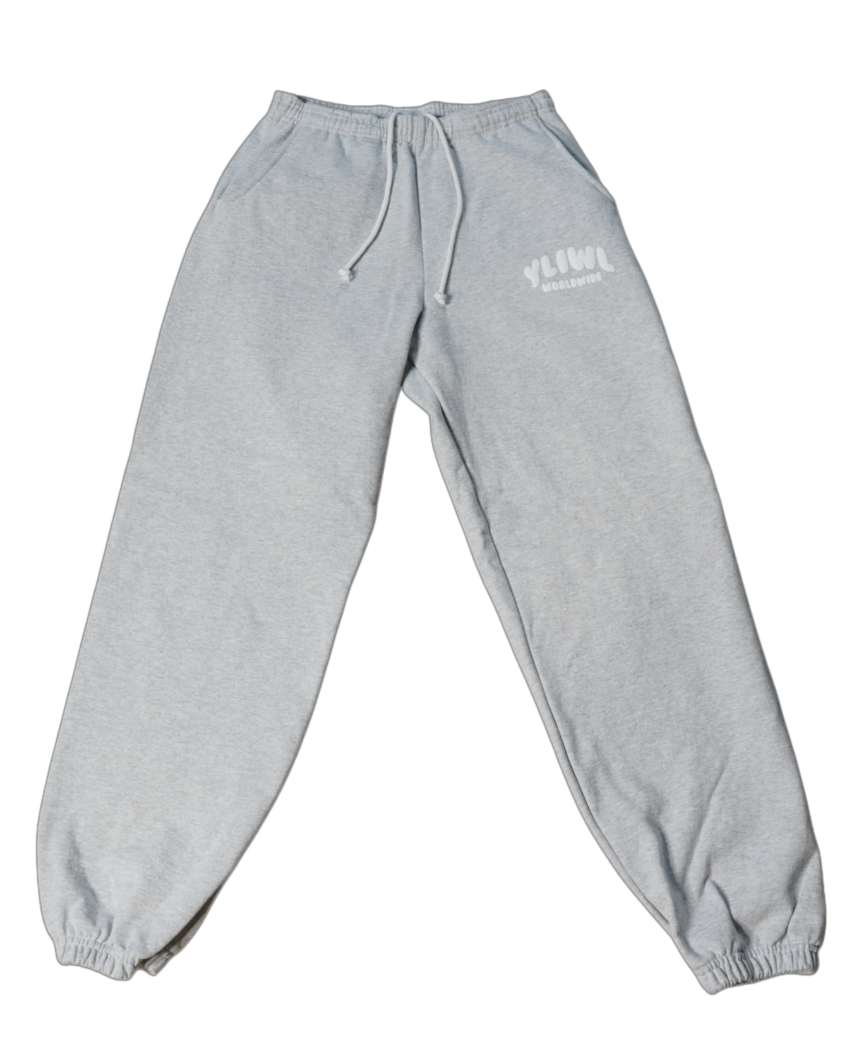 Heather Grey + White PUFF PRINT "YLIWL" High Waist Sweatpant