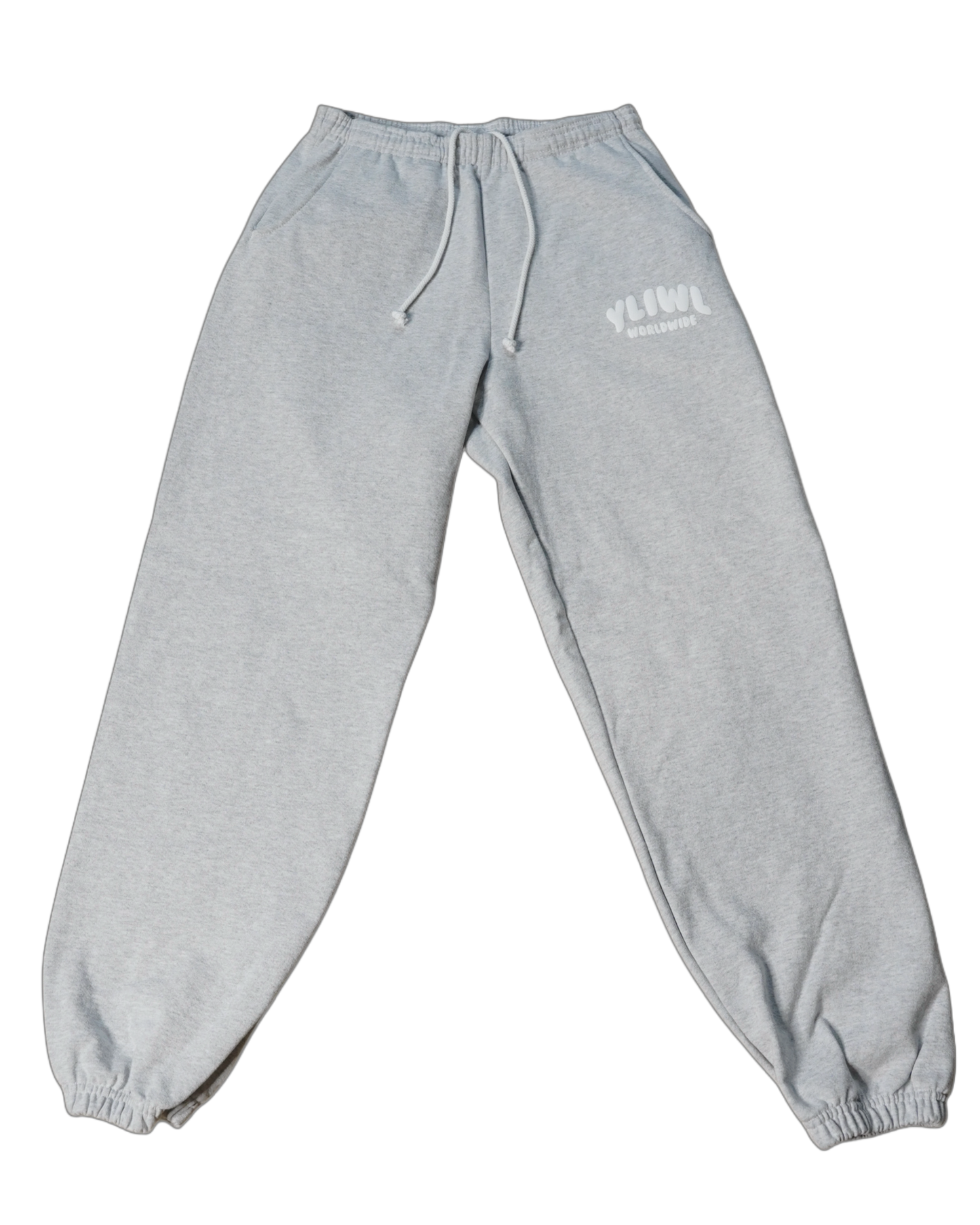 Heather Grey + White PUFF PRINT "YLIWL" High Waist Sweatpant