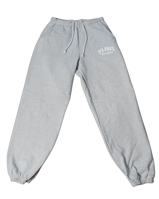 Heather Grey + White PUFF PRINT "YLIWL" High Waist Sweatpant