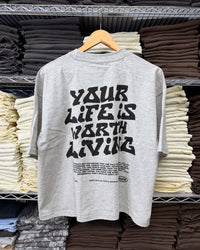 Heather Grey + Black "Drop Crop" T-Shirt