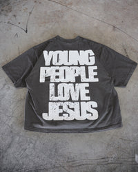 Vintage Black + White "YOUNG PEOPLE LOVE JESUS" Oversized T-Shirt