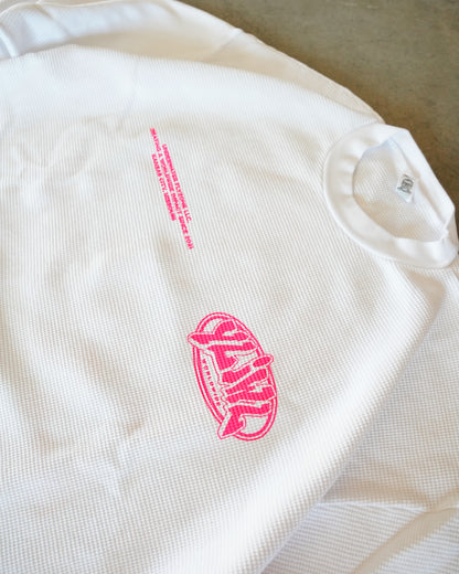 White + Pink "YOUR LIFE IS WORTH LIVING" Thermal Long Sleeve (LIMITED)