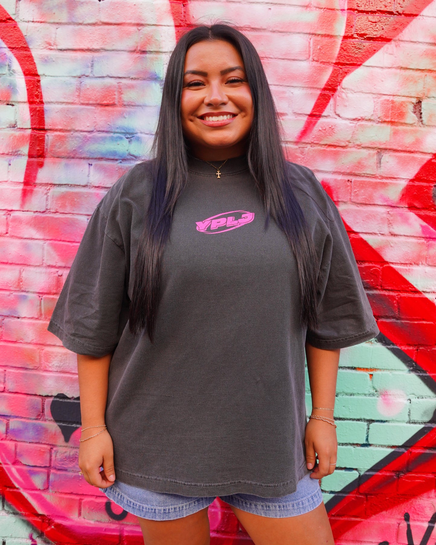Vintage Black + Pink "YOUNG PEOPLE LOVE JESUS" Oversized Boxy T-Shirt