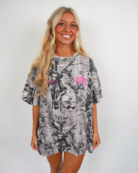 Pink + B&W Camo "Your Life is Worth Living" Heavy Weight T-Shirt