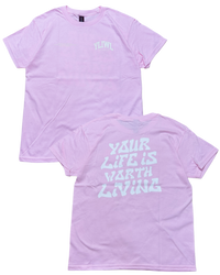 Pink + White "Your Life is Worth Living" YOUTH T-Shirt!