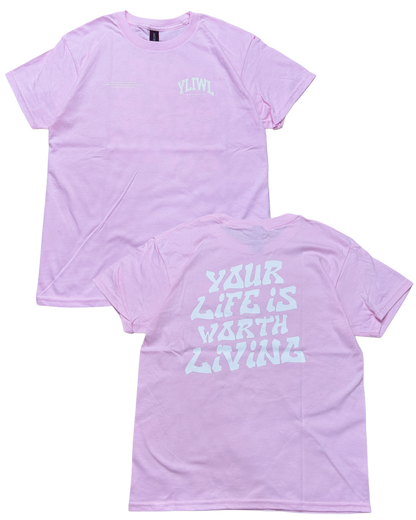 Pink + White "Your Life is Worth Living" YOUTH T-Shirt!
