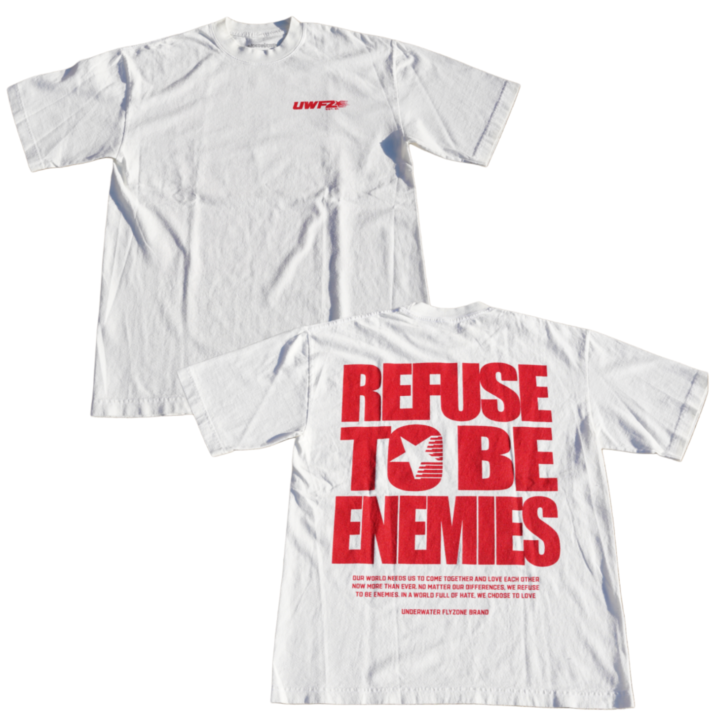 REFUSE TO BE ENEMIES HEAVYWEIGHT TEE - Offwhite