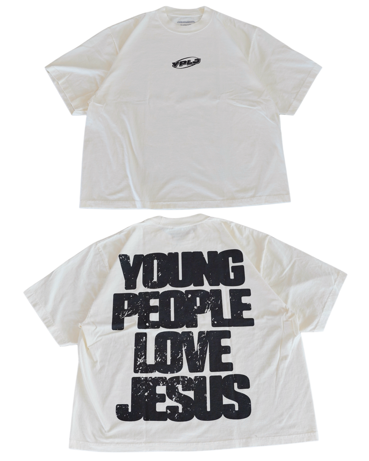 Cream + Black "YOUNG PEOPLE LOVE JESUS" Oversized T-Shirt