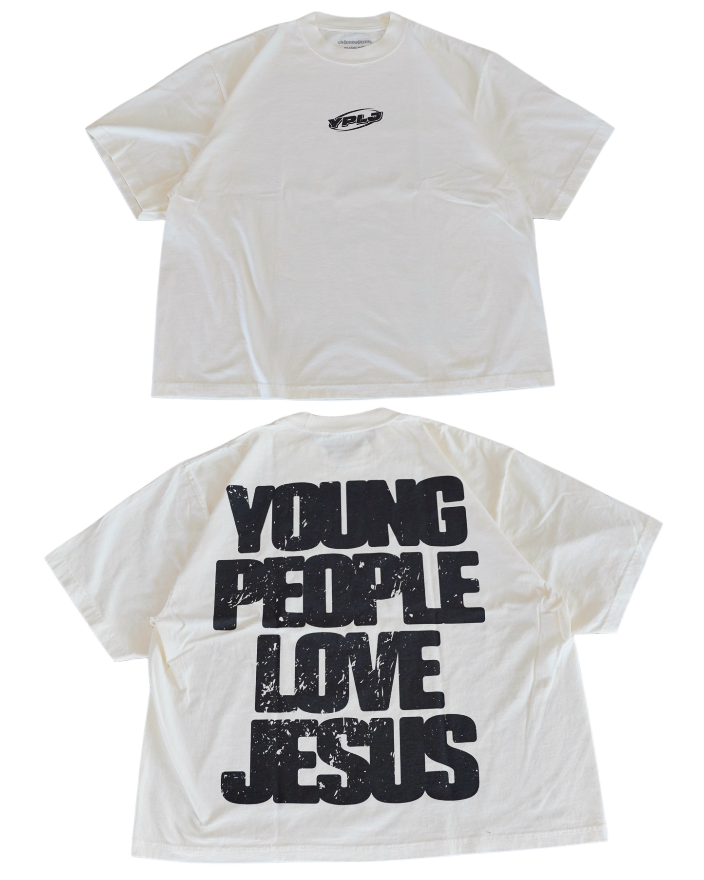 Cream + Black "YOUNG PEOPLE LOVE JESUS" Oversized T-Shirt