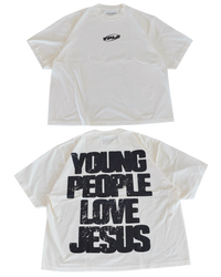 Cream + Black "YOUNG PEOPLE LOVE JESUS" Oversized T-Shirt