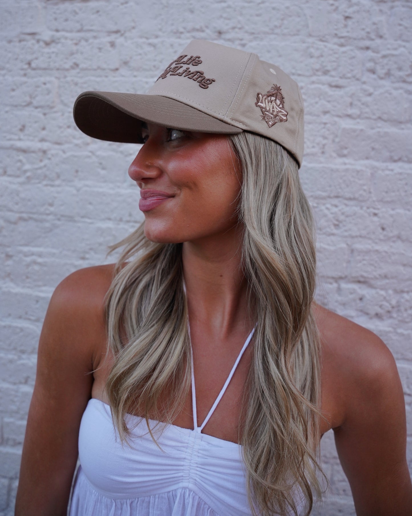 Tan + Brown "YOUR LIFE IS WORTH LIVING" Snapback Hat