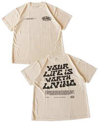 Cream + Black "Your Life is Worth Living" T-Shirt