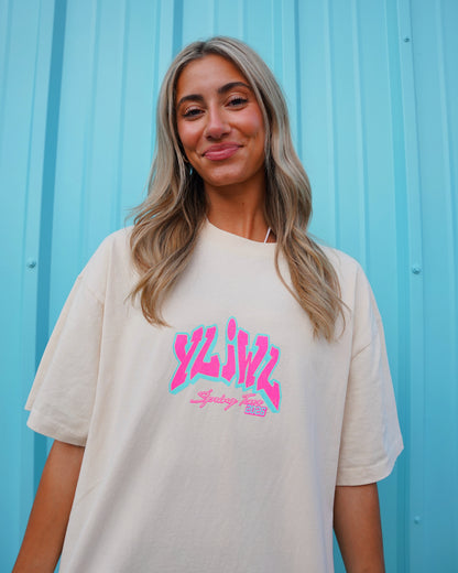 Pink + Teal on Cream YLIWL "Spring Tour 2026" T-Shirt