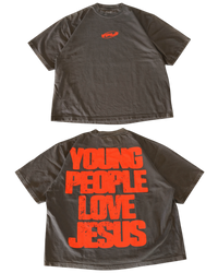 Vintage Black + Red "YOUNG PEOPLE LOVE JESUS" Oversized Boxy T-Shirt