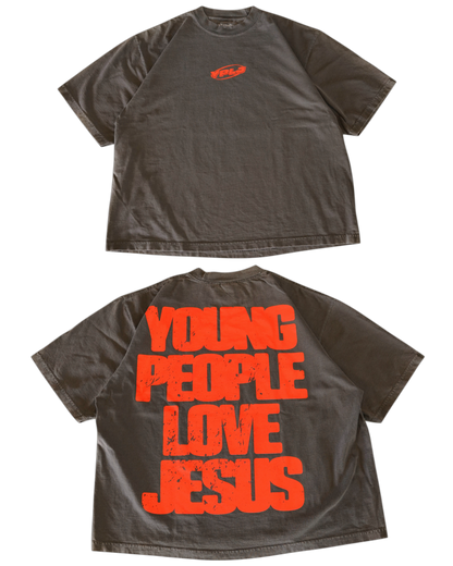Vintage Black + Red "YOUNG PEOPLE LOVE JESUS" Oversized Boxy T-Shirt