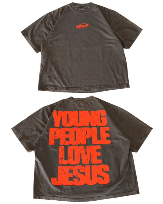 Vintage Black + Red "YOUNG PEOPLE LOVE JESUS" Oversized Boxy T-Shirt